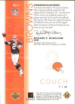 2001 UD Game Gear - Jerseys #TC-J Tim Couch Back