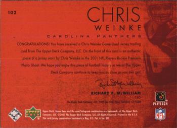 2001 UD Game Gear - Rookie Jerseys #102 Chris Weinke Back