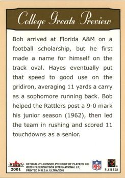 2001 Ultra - College Greats Previews #NNO Bob Hayes Back