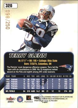 2001 Ultra - Gold Medallion #32G Terry Glenn Back