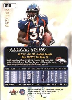 2001 Ultra - Gold Medallion #81G Terrell Davis Back
