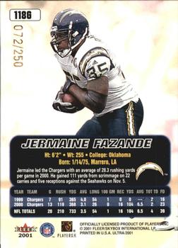 2001 Ultra - Gold Medallion #118G Jermaine Fazande Back