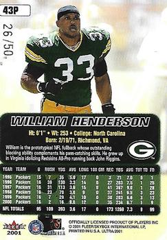 2001 Ultra - Platinum Medallion #43P William Henderson Back