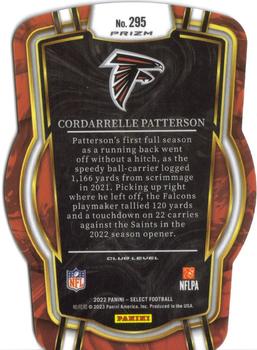 2022 Panini Select - Black and Red Prizm Die Cut #295 Cordarrelle Patterson Back