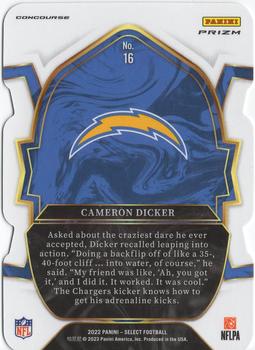 2022 Panini Select - Green and Yellow Prizm Die Cut #16 Cameron Dicker Back