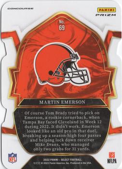 2022 Panini Select - Green and Yellow Prizm Die Cut #69 Martin Emerson Back