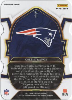 2022 Panini Select - Green and Yellow Prizm Die Cut #91 Cole Strange Back