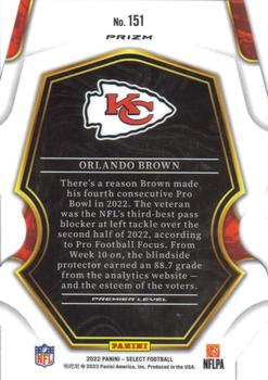 2022 Panini Select - Green and Yellow Prizm Die Cut #151 Orlando Brown Back