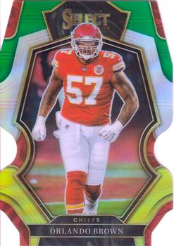 2022 Panini Select - Green and Yellow Prizm Die Cut #151 Orlando Brown Front