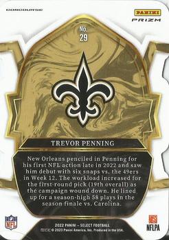 2022 Panini Select - Red and Blue Prizm Die Cut #29 Trevor Penning Back