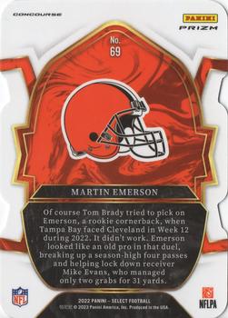 2022 Panini Select - Red and Blue Prizm Die Cut #69 Martin Emerson Back