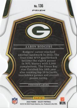 2022 Panini Select - Red and Blue Prizm Die Cut #136 Aaron Rodgers Back