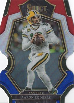 2022 Panini Select - Red and Blue Prizm Die Cut #136 Aaron Rodgers Front
