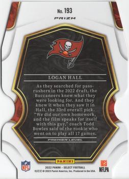 2022 Panini Select - Red and Blue Prizm Die Cut #193 Logan Hall Back