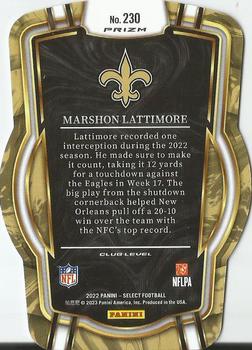 2022 Panini Select - Red and Blue Prizm Die Cut #230 Marshon Lattimore Back