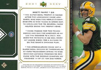 2001 Upper Deck Super Bowl XXXV Special Moments #BF Brett Favre Back