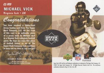 2001 Upper Deck MVP - Campus Classics #CC-MV Michael Vick Back