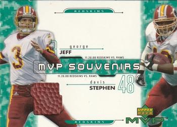2001 Upper Deck MVP - MVP Souvenirs #GD Jeff George / Stephen Davis Front
