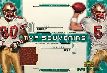 2001 Upper Deck MVP - MVP Souvenirs #GR Jeff Garcia / Jerry Rice Front