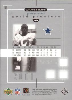 2001 Upper Deck Ovation - World Premiere Black and White #127 Quincy Carter Back