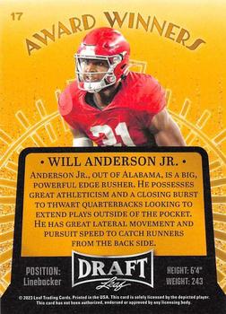 2023 Leaf Draft - Red #17 Will Anderson Jr. Back