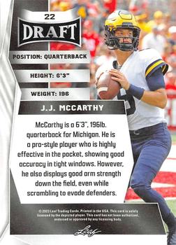 2023 Leaf Draft - Red #22 J.J. McCarthy Back