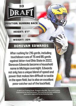 2023 Leaf Draft - Red #33 Donovan Edwards Back