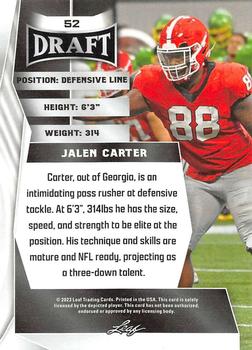 2023 Leaf Draft - Red #52 Jalen Carter Back