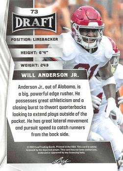 2023 Leaf Draft - Red #73 Will Anderson Jr. Back