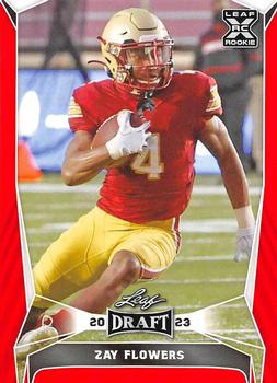 2023 Leaf Draft - Red #75 Zay Flowers Front