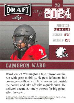 2023 Leaf Draft - Red #78 Cameron Ward Back