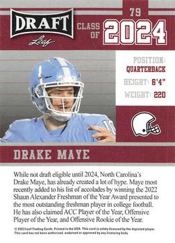 2023 Leaf Draft - Red #79 Drake Maye Back