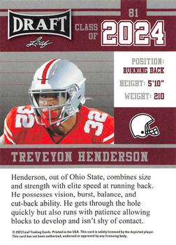 2023 Leaf Draft - Red #81 TreVeyon Henderson Back
