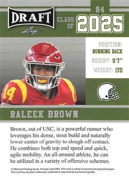 2023 Leaf Draft - Green #84 Raleek Brown Back