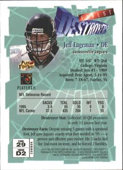 1996 Finest #29 Jeff Lageman Back