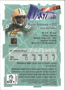 1996 Finest #72 Wayne Simmons Back