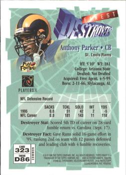 1996 Finest #323 Anthony Parker Back