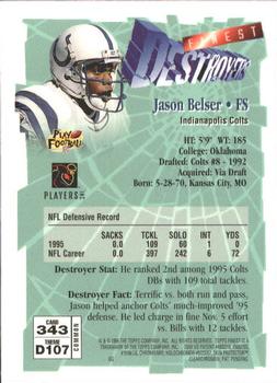 1996 Finest #343 Jason Belser Back