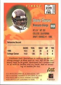 1996 Finest #239 Duane Clemons Back