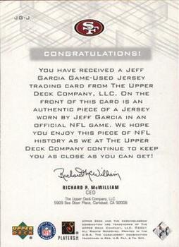 2001 Upper Deck Pros & Prospects - Game Jerseys #JG-J Jeff Garcia Back