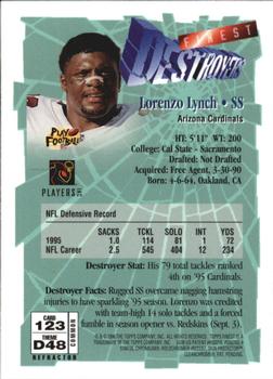 1996 Finest - Refractors #123 Lorenzo Lynch Back