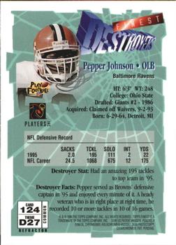 1996 Finest - Refractors #124 Pepper Johnson Back