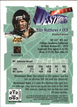 1996 Finest - Refractors #212 Clay Matthews Back