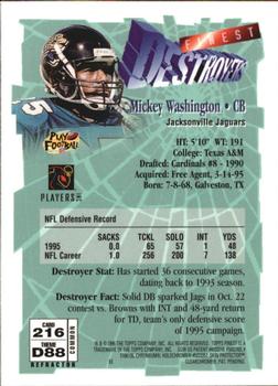 1996 Finest - Refractors #216 Mickey Washington Back