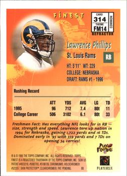 1996 Finest - Refractors #314 Lawrence Phillips Back