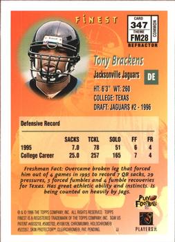 1996 Finest - Refractors #347 Tony Brackens Back