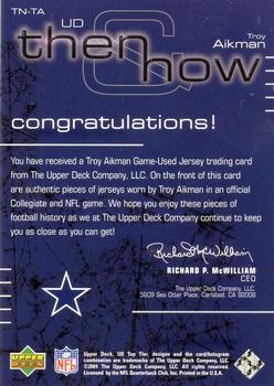 2001 Upper Deck Top Tier - Then and Now #TN-TA Troy Aikman Back