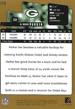 2001 Upper Deck Victory - Gold #129 De'Mond Parker Back