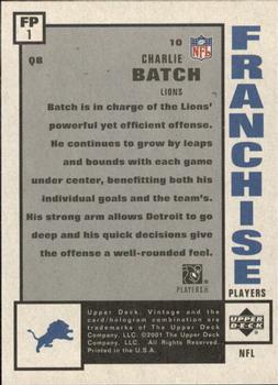 2001 Upper Deck Vintage - Franchise Players #FP1 Charlie Batch Back