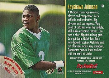 1996 Fleer #161 Keyshawn Johnson Back